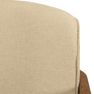 SIXTINE - Fauteuil en tissu beige et bois de teck recyclé