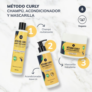 PLANETA HUERTO | Pack Método Curly – Champú, Mascarilla y Acondicionador con Fórmula Natural para Ondas y Rizos Definidos