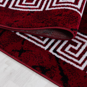 PLUS - Tapis à poils courts style grec rouge - PLU8009ROU