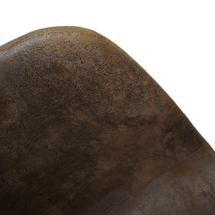 Set di 4 sedie VALLETTA in ecopelle scamosciato finitura castagna e gambe in metallo nero