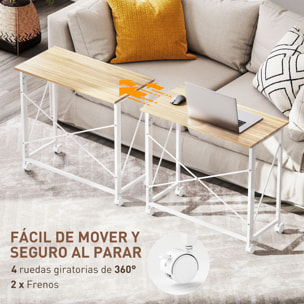 Escritorio Plegable con Ruedas Mesa Escritorio Compacta Mesa de Ordenador Portátil para Casa Oficina Espacios Pequeños 80x40x75 cm Natural