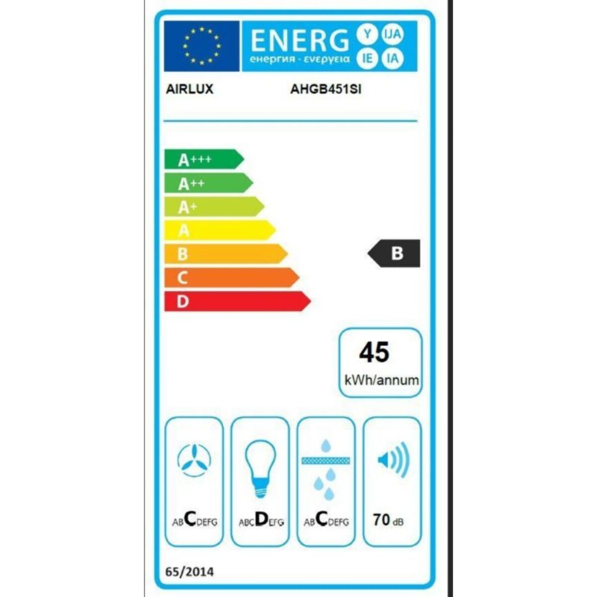 Hotte encastrable AIRLUX AHGB451SI