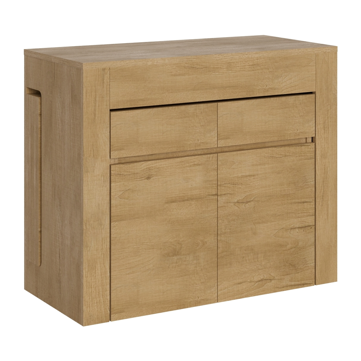 Consola extensible 90x42/302 cm Evolve Roble Natural extensiones internas con bancos inferior y superior