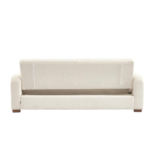 Canapé convertible 3 places tissu blanc cassé L 211 x P 92 x 85cm  - Dany