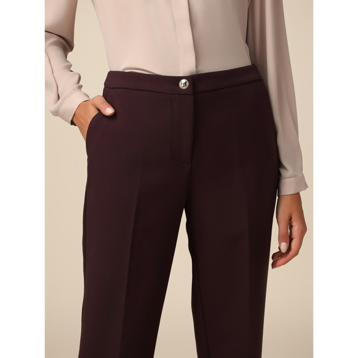 Oltre - Regular-fit viscose blend trousers - Burgundy