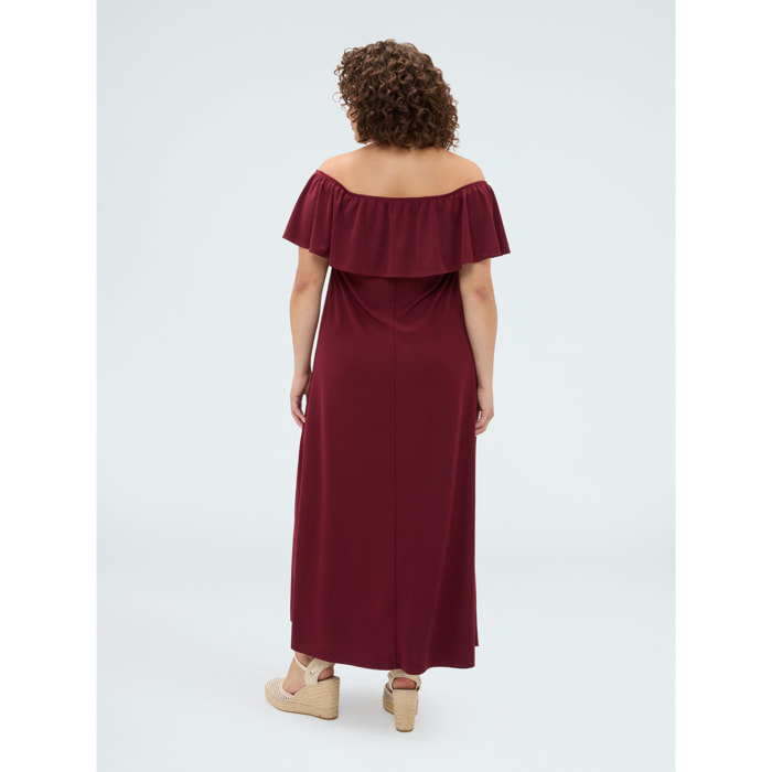 Fiorella Rubino - Vestito lungo Chill off-shoulder con volant - Bordeaux