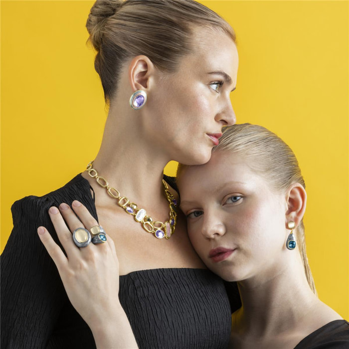 Pendientes con Ojo de Gato acabado oro 18k