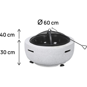 Brasero barbecue en pierre "Volkan" - 60 x 60 x 40 cm - Blanc
