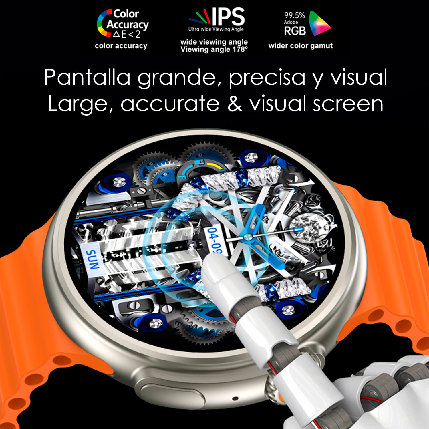 Smartwatch Z13 ULTRA con corona multifunzione intelligente, con 20 modalità sportive e monitor della salute. Con due cinturini in silicone.