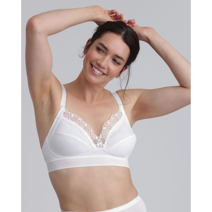 Sujetador sin aros blanco de algodón orgánico Feel Good Support