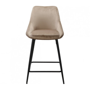 Tabouret de bar en velours avec piètement métal noir - 6 coloris - MONDO