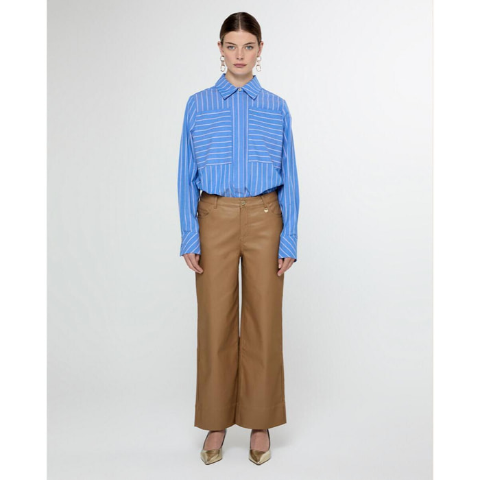 Pantaloni culotte cerati con orlo
