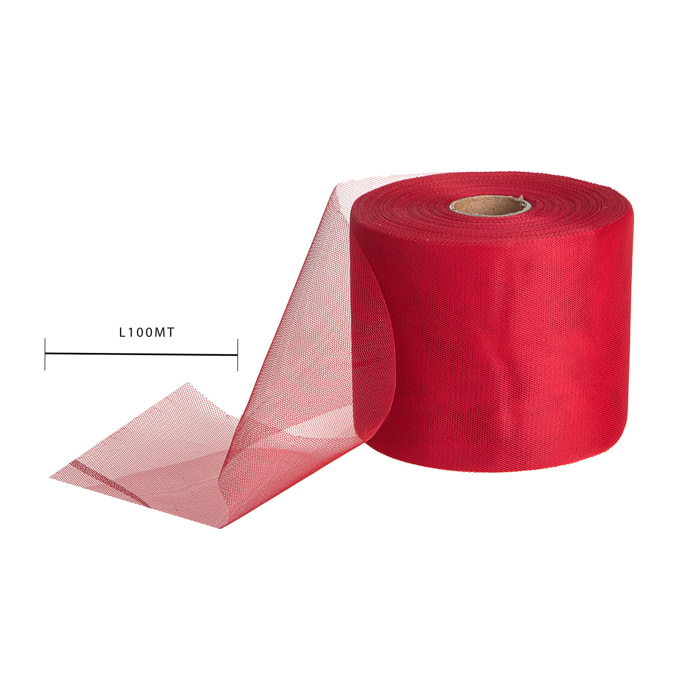 Tulle Rotolo 12,5 100 Mt - Pezzi 3 - 5X20X5cm - Colore: Rosso - Bianchi Dino - Decorazioni Varie