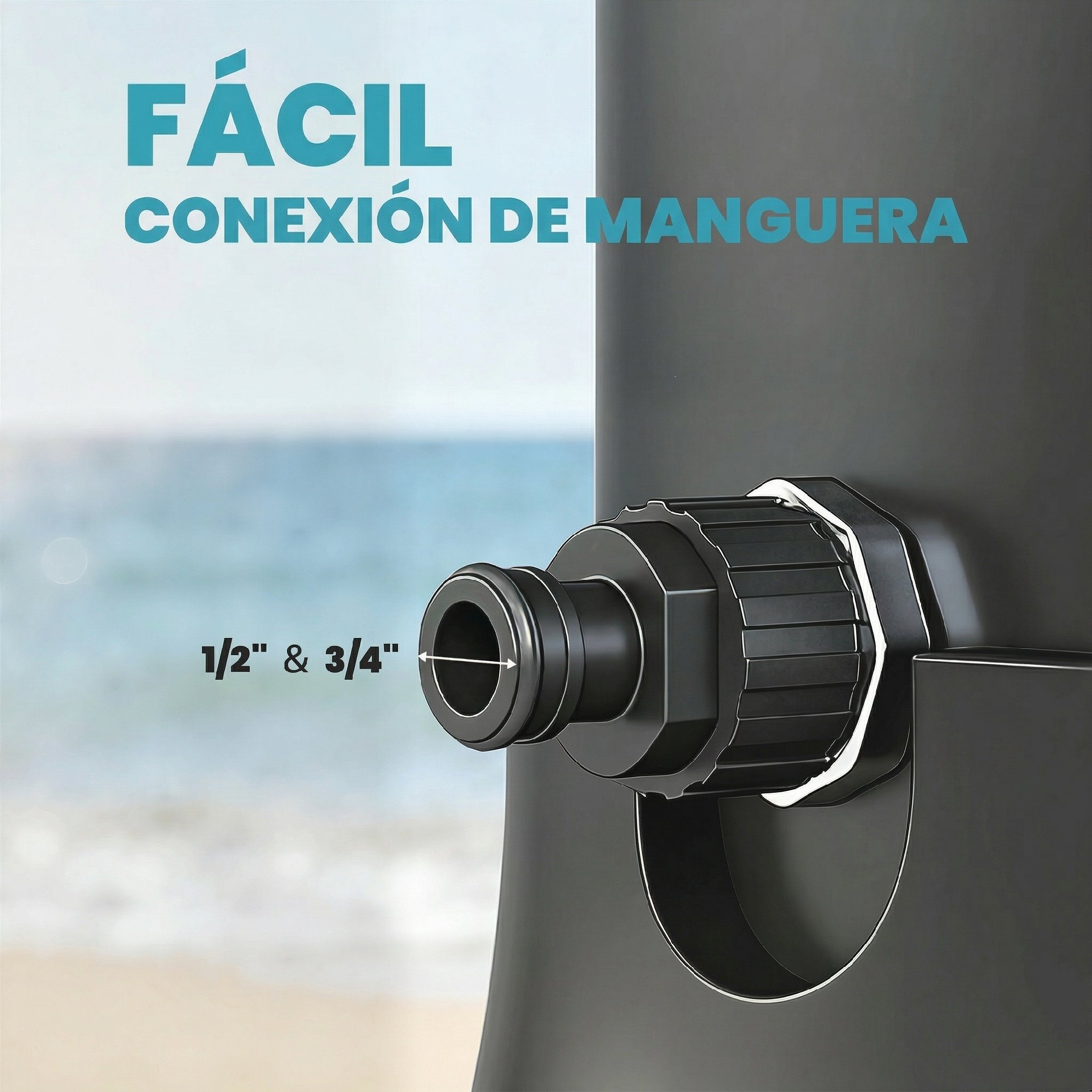 Ducha Solar de Jardín 40L Ducha Solar Exterior con Cabezal Rociador de Mano Grifo de Pies Agua Fría y Caliente Máx. 60 °C Conexión Manguera para Piscina Camping Patio 19,5x19,5x218,5 cm Negro