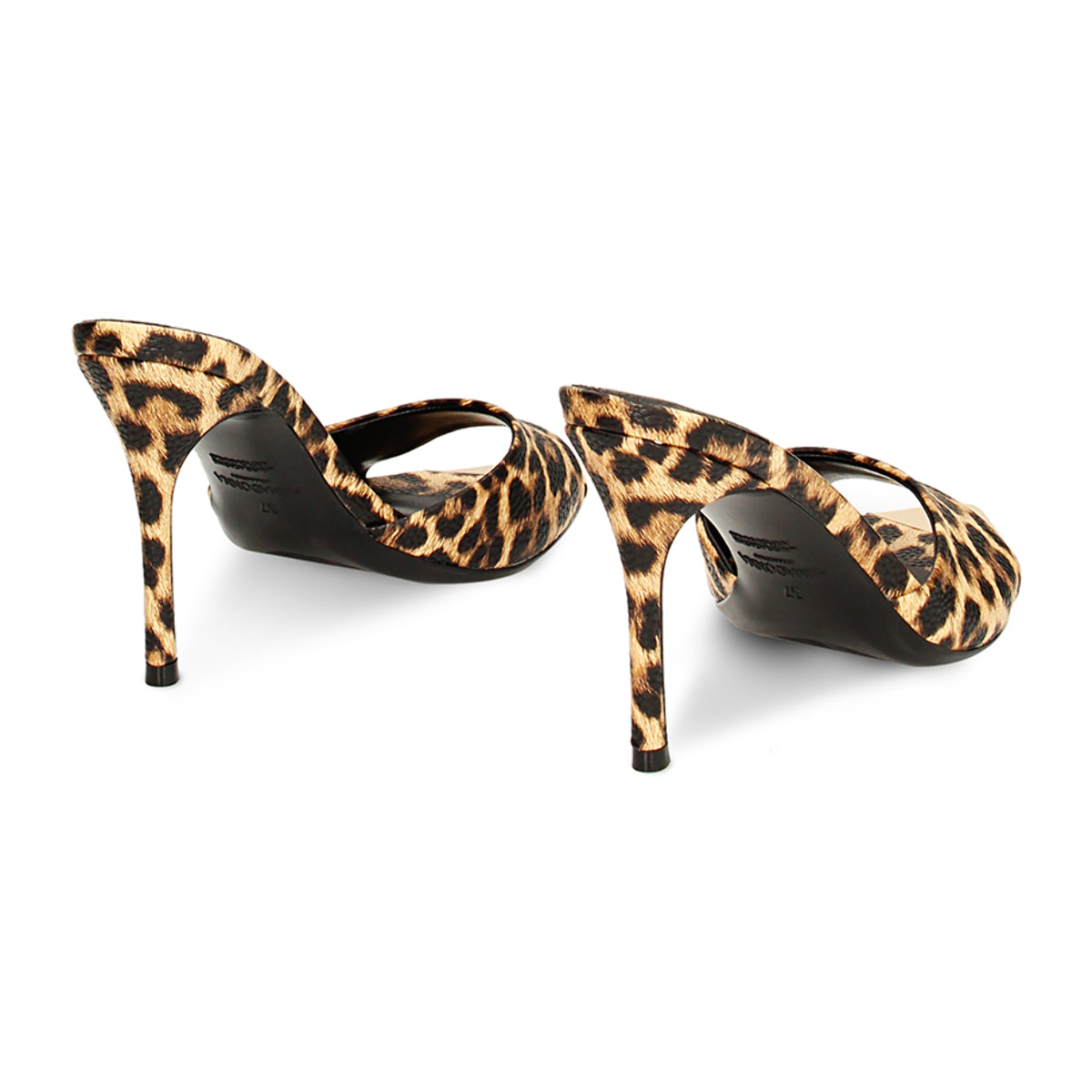 Mules open toe donna leopard, tacco 9,5 cm