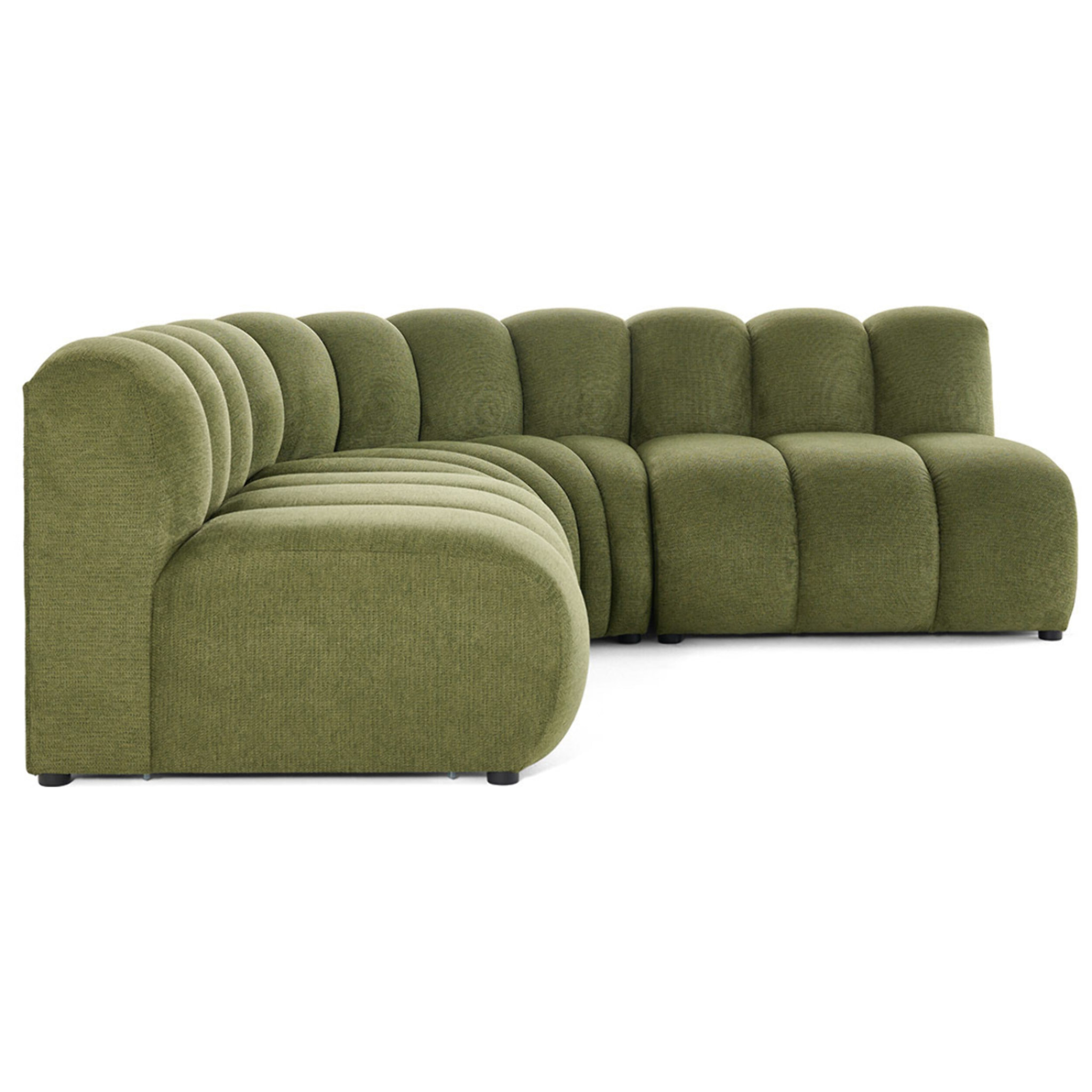 Debbie - canapé modulable d'angle réversible 4 places en tissu texturé - Vert