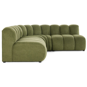 Debbie - canapé modulable d'angle réversible 4 places en tissu texturé - Vert