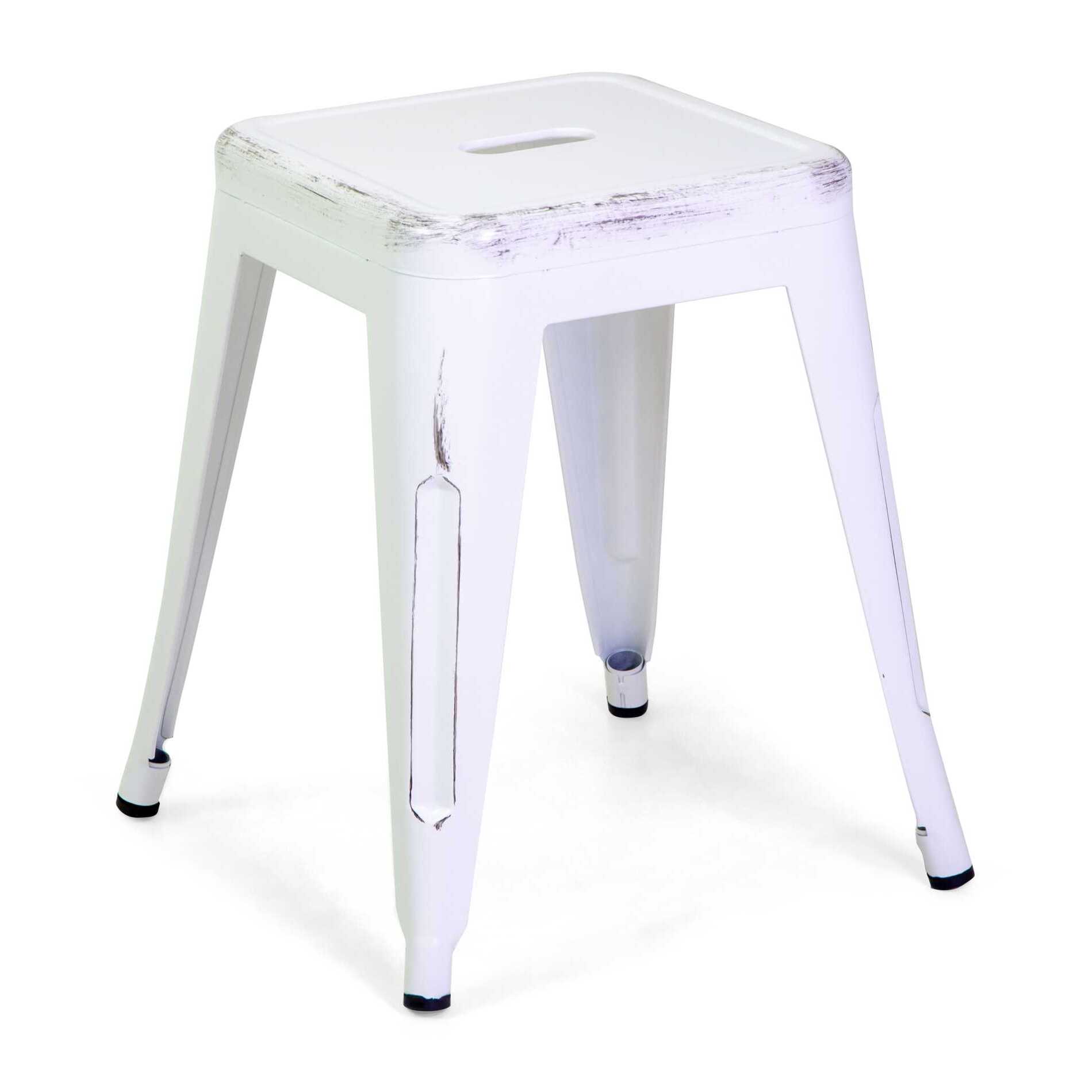 Sgabello New Bristol ferro Vacchetti bianco antico cm38x38h45