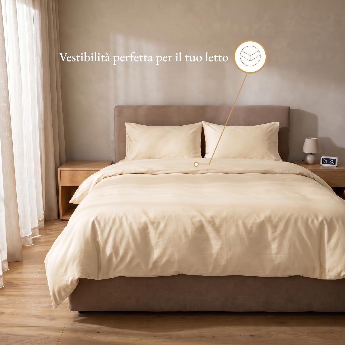 Sacco copripiumino in raso di cotone - beige