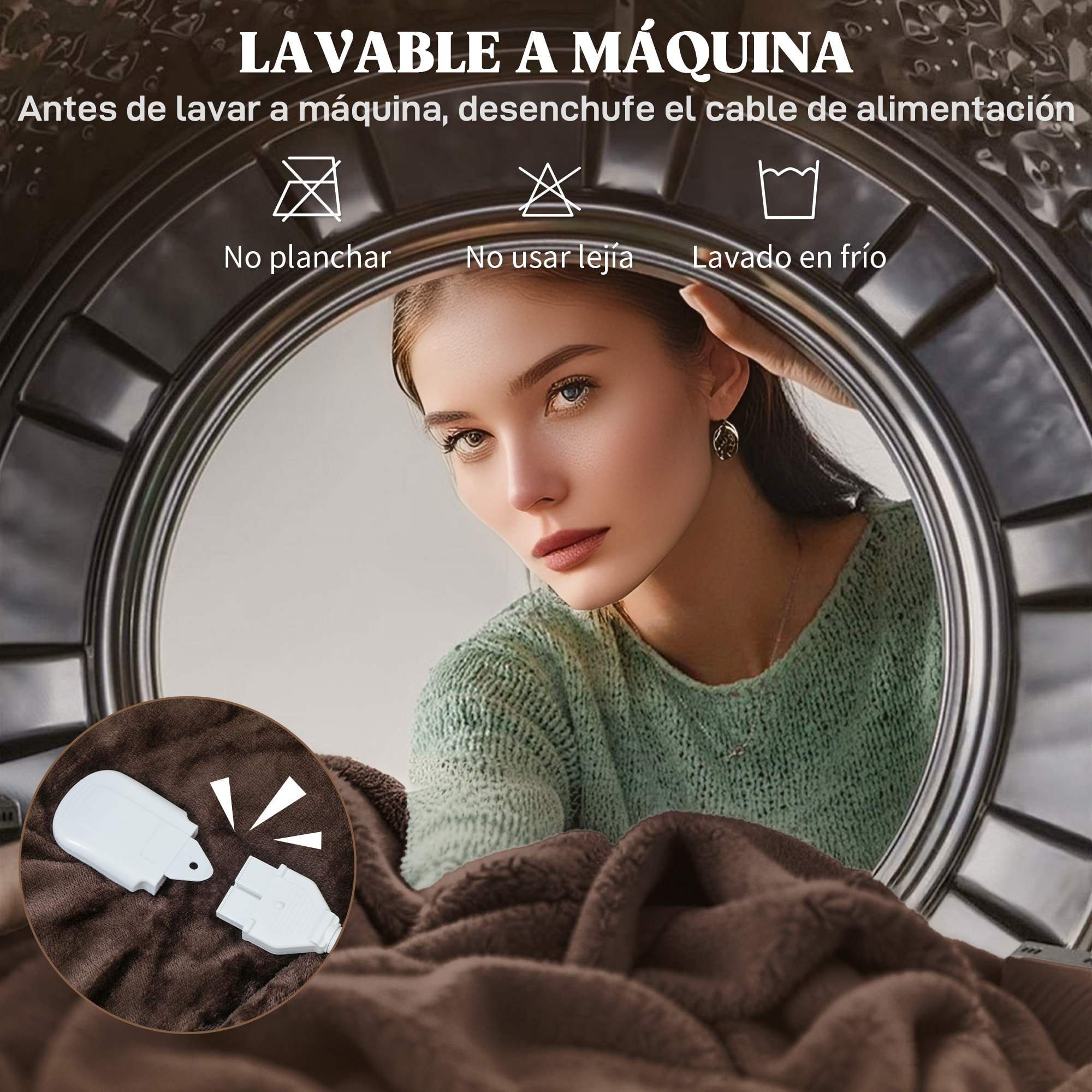 Manta Eléctrica Grande, Manta Térmica Sofá, 180x130 cm, Tejido Suave, 10 Niveles de Temperatura, Temporizador, Lavable en Lavadora, Protección contra Sobrecalentamiento, Marrón