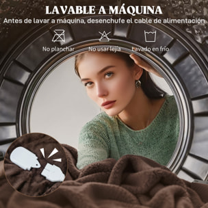 Manta Eléctrica Grande, Manta Térmica Sofá, 180x130 cm, Tejido Suave, 10 Niveles de Temperatura, Temporizador, Lavable en Lavadora, Protección contra Sobrecalentamiento, Marrón