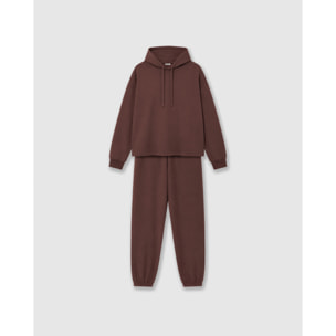 Set cappuccio jogger liscio bordeaux