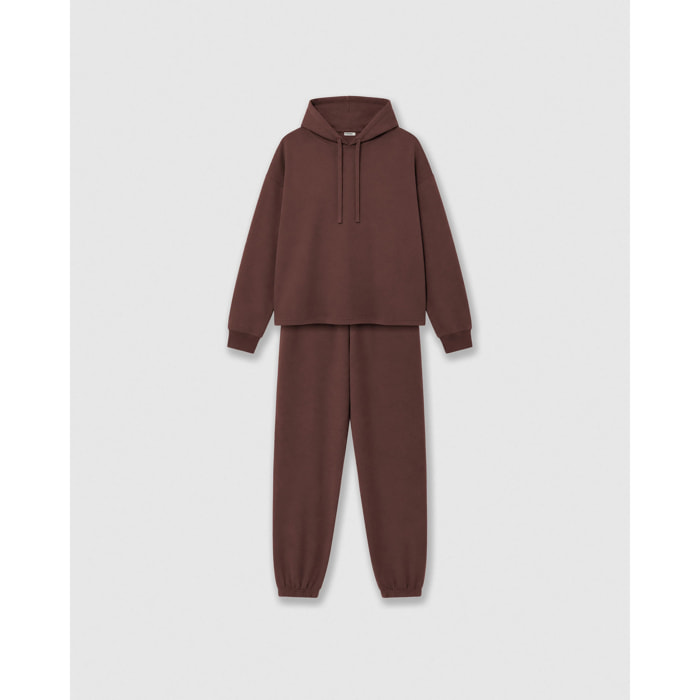 Set cappuccio jogger liscio bordeaux