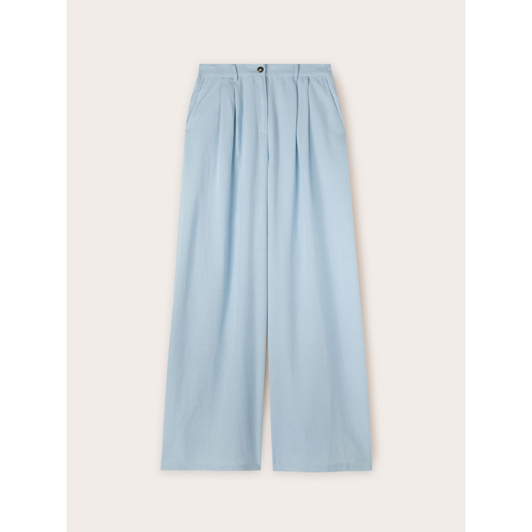 Motivi - Pantaloni palazzo con pieghe misto lyocell - Azzurro