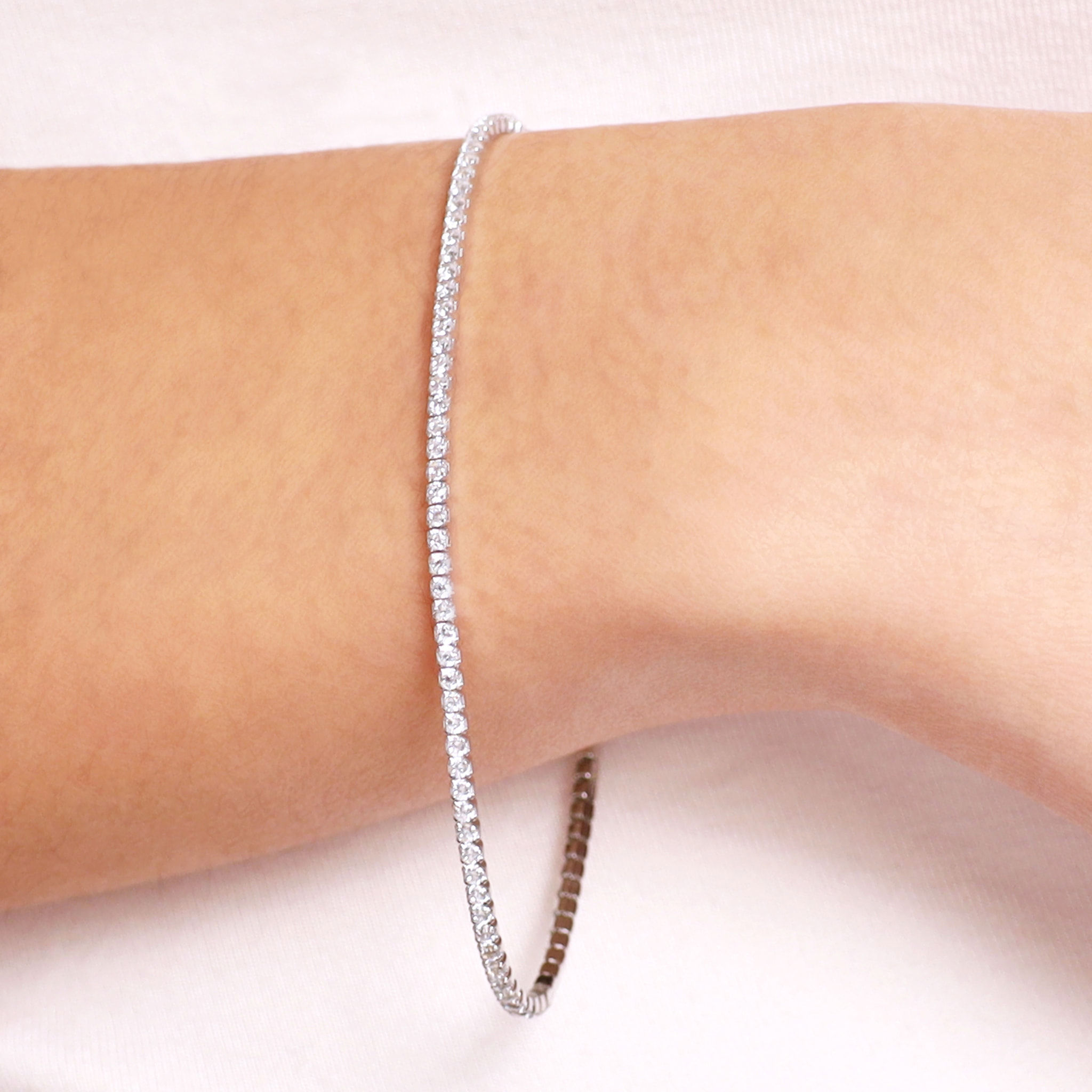 Bracciale Tennis con Cubic Zirconia Bianche 1.5mm