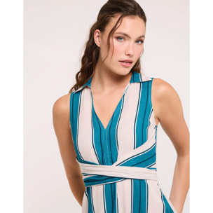 Vestido Midi Turquesa Rayas - Dianes