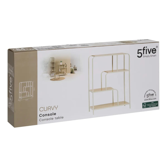 Console Curvy 2 étagères bois clair