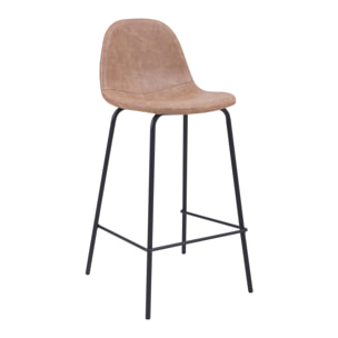 Lot de 2 chaises pour îlot central 65 cm en cuir synthétique taupe - Henrik