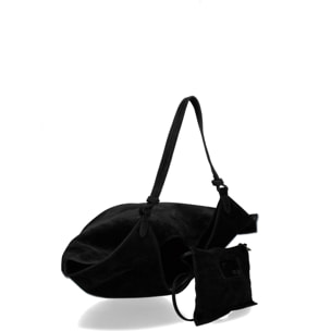 Borsa a spalla da donna - Modello Lisboa - Pelle Scamosciata - 27.0 x 38.0 x 21.5 cm