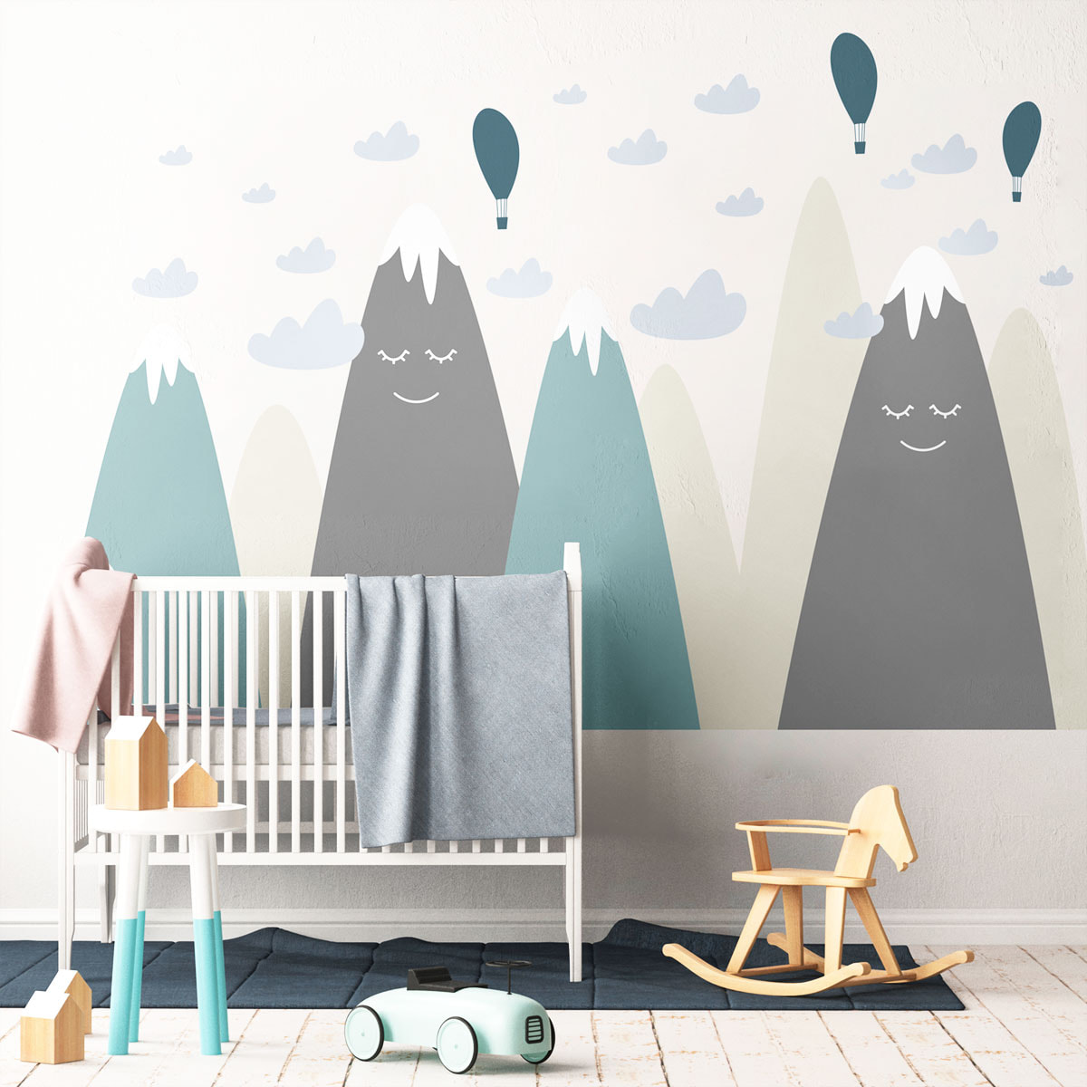 Stickers muraux enfants - Décoration chambre bébé - Autocollant Sticker mural géant enfant montagnes scandinaves AYAKA