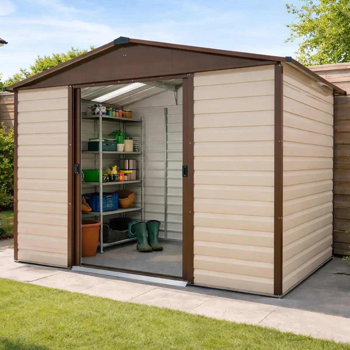 Abri de jardin métal Yardmaster 5,3 m² + kit d'ancrage