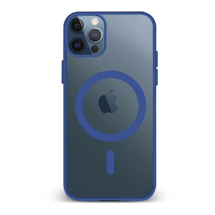 DAM Custodia ibrida anti-shock  Magsafe per iPhone 12 / 12 Pro. Bordi in silicone e retro in PVC. 7,43x1,02x14,95 cm. Colore: blu scuro