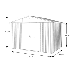 Abri de jardin métal vert Yardmaster 11,03 m² + kit d'ancrage