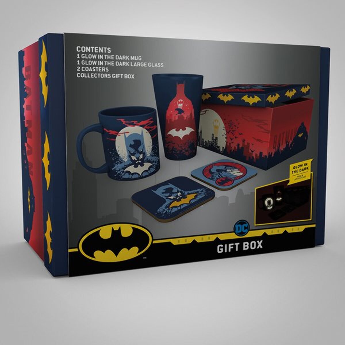 DC Comics Batman Set Bicchiere XXL + Tazza + 2 Sottobicchieri Luminosi AbyStyle