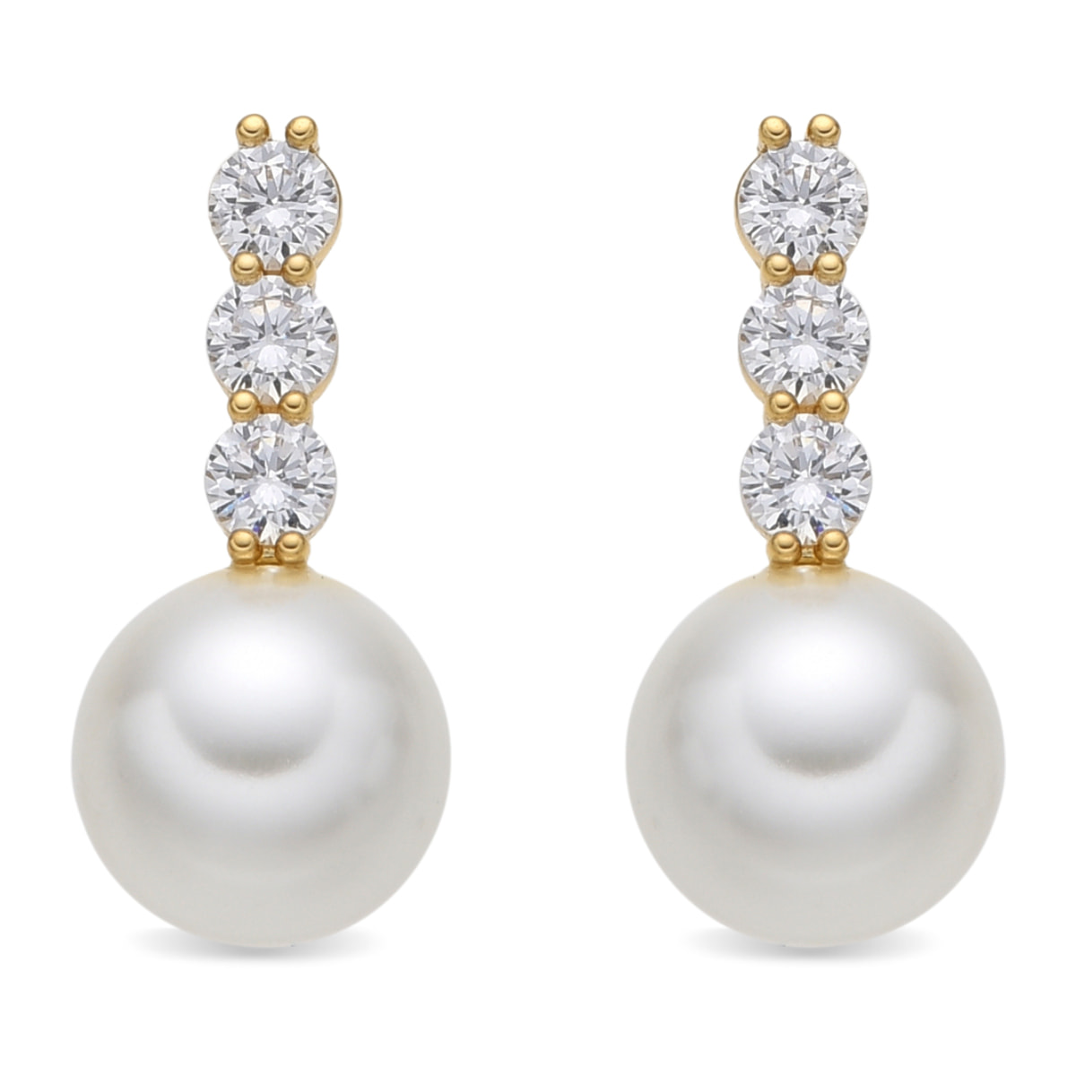 Pendientes acabado oro amarillo de 18k y Perla Blanca