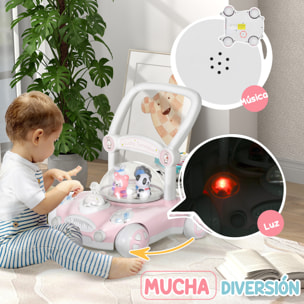 Andador para Bebés de 1-3 Años Tacatá para Bebés con Altura Ajustable Música Ruedas Antideslizantes Luces Manillar Desmontable Carga 25 kg Rosa