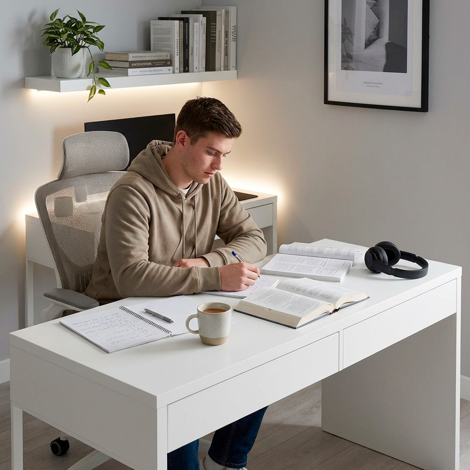 Scrivania Ufficio Home Office Studio Design Moderno Tavolo Lavoro Computer Cassetti Arredo Casa Professionale Ampia Superficie 138 x 50 x 75 Cm Bianco