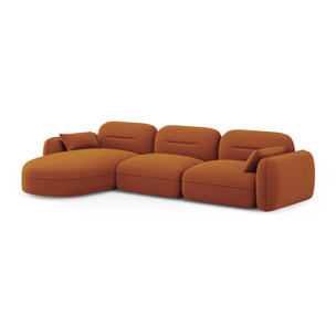Canapé d'angle gauche modulable "Sydney" 4 places en velours terracotta
