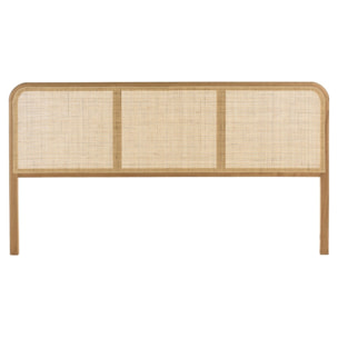 AMY - Tête de lit en bois de mindi et rotin naturel pour lits 160/180cm AMY