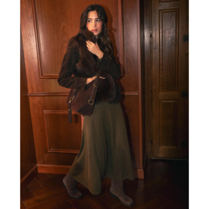 Vestido de punto con piezas evasé de mujer