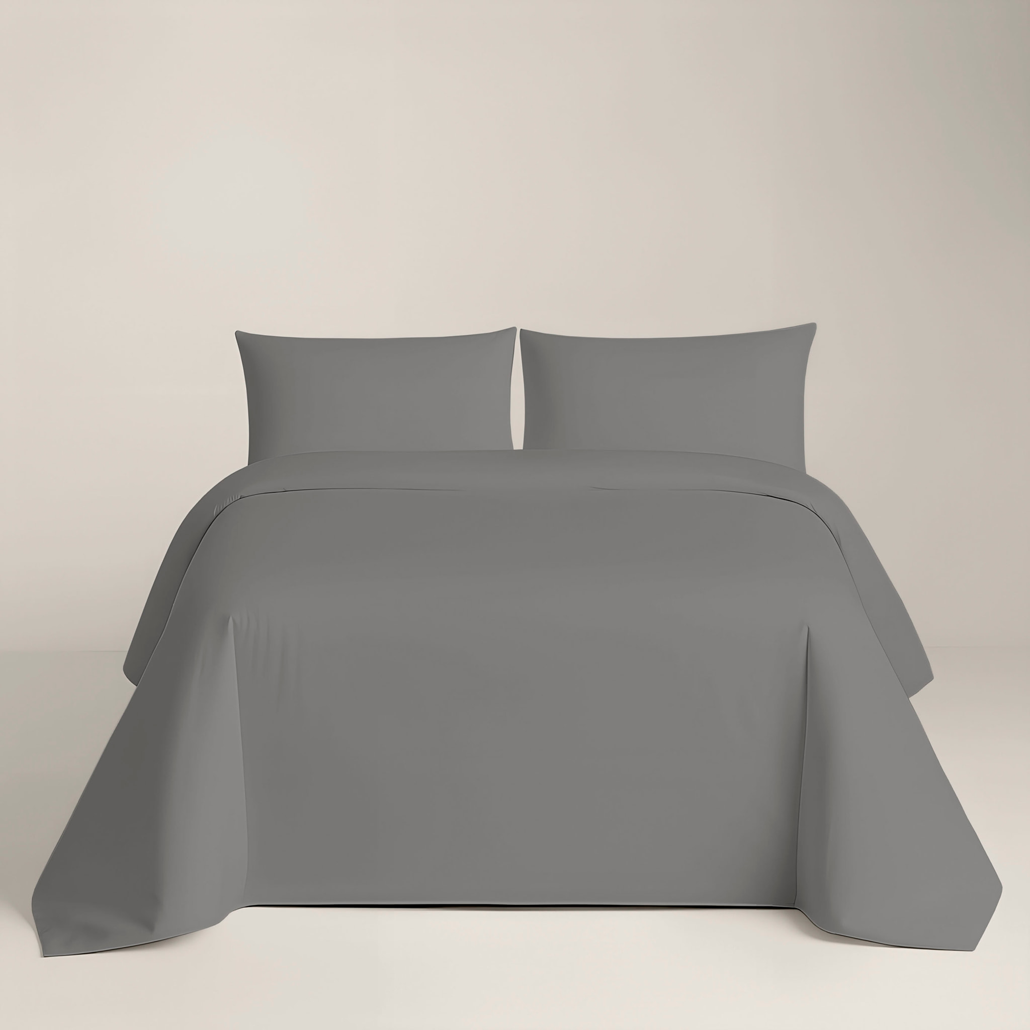 Naturals - Funda Nórdica Lisa - Cierre con botones - 100% Algodón - Incluye 1/2 Fundas de Almohada - Gris