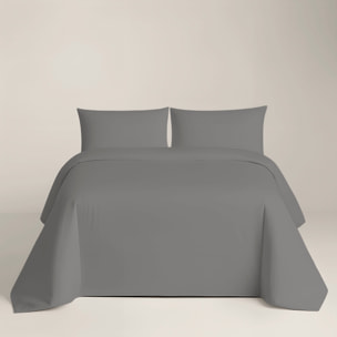 Naturals - Funda Nórdica Lisa - Cierre con botones - 100% Algodón - Incluye 1/2 Fundas de Almohada - Gris