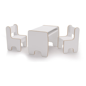 Set per Bambini Timi con Tavolino e Due Sedie Bianco