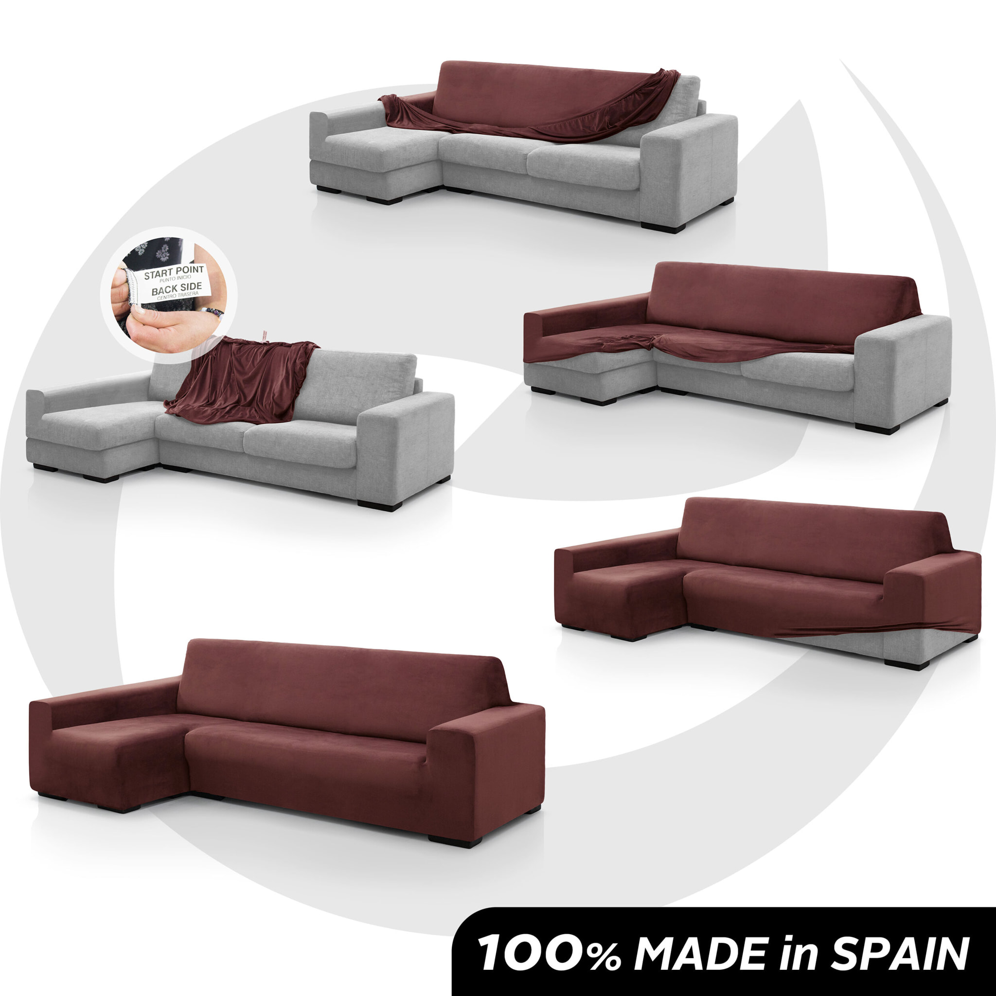 Funda TERCIOPELO ANTI MANCHAS Multi elástica para CHAISE LONGUE modelo VERONICA