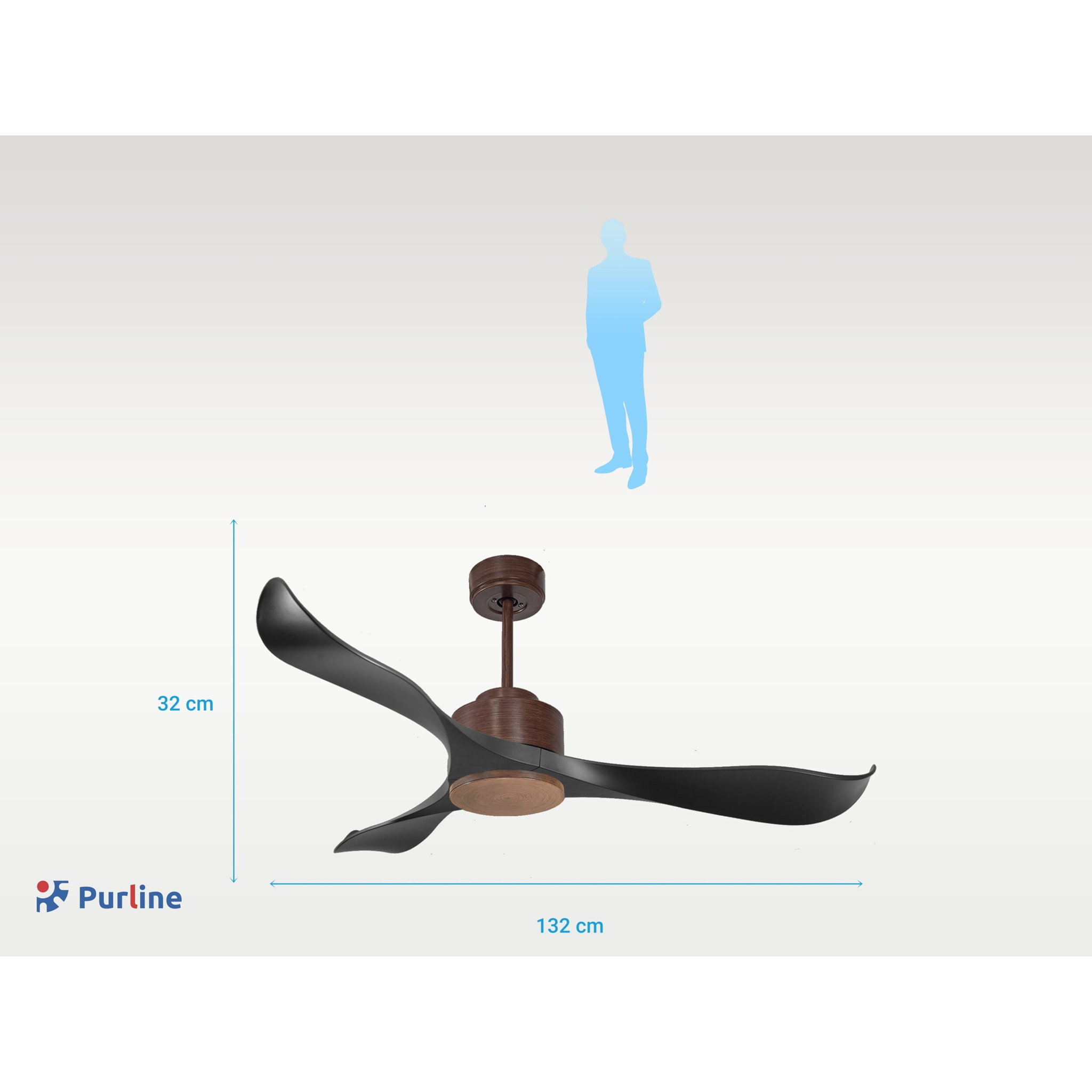 Ventilateur de plafond ø132 cm avec Wifi Réversible Hypersilence 40   W brun
