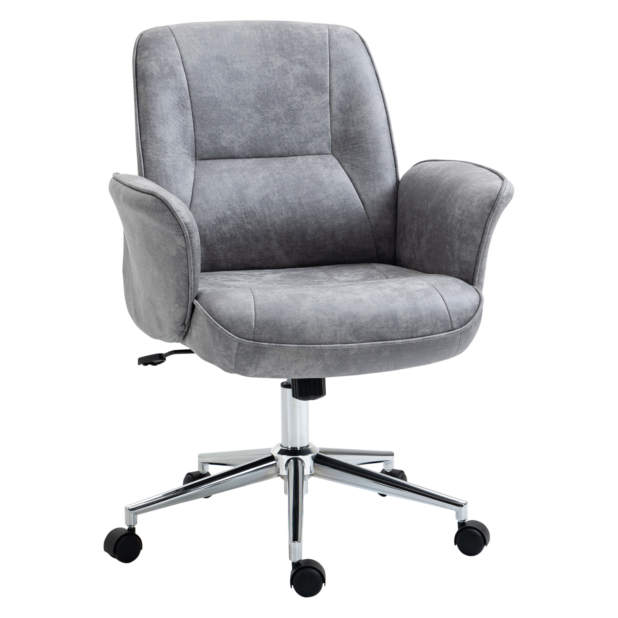 Vinsetto Silla de Oficina Ergonómica Silla Escritorio Giratoria y Ajustable en Altura con Asiento Reposabrazos y Respaldo Acolchados 67x69x92-102 cm Gris